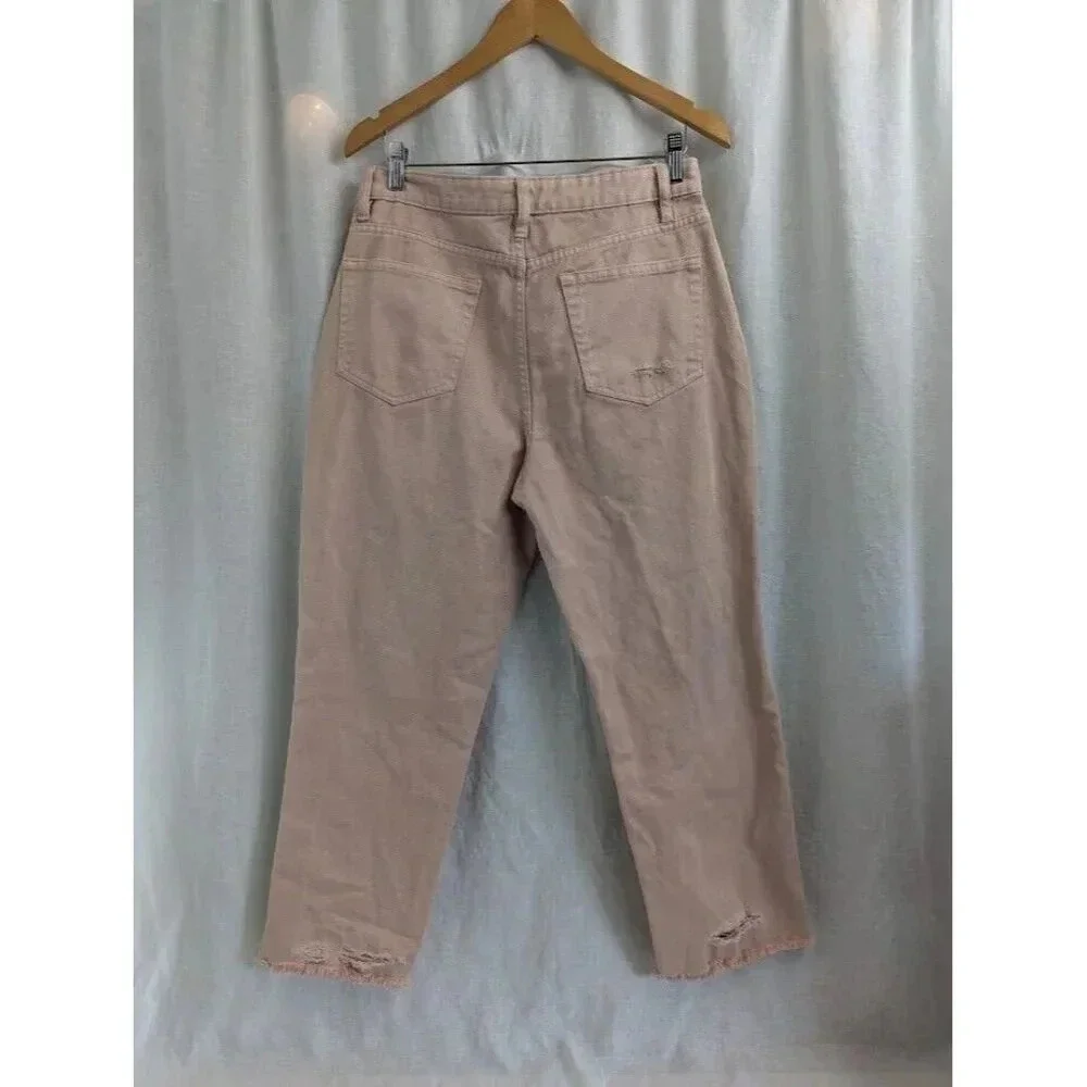 Vanilla Star Womens Jeans 90s Boyfriend Distressed Button Fly Size 11 Peachy